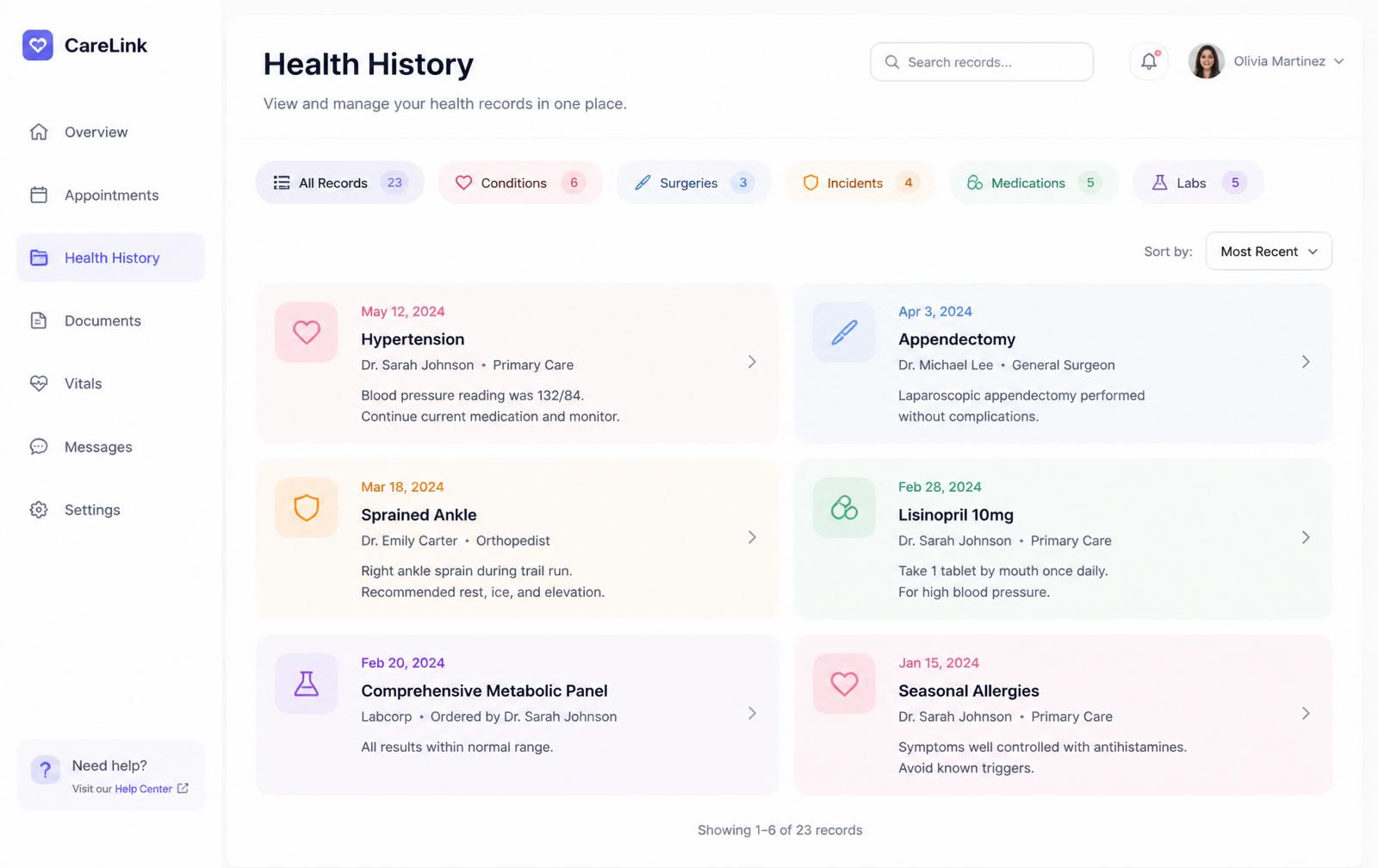 Health History — my Legacy Hub