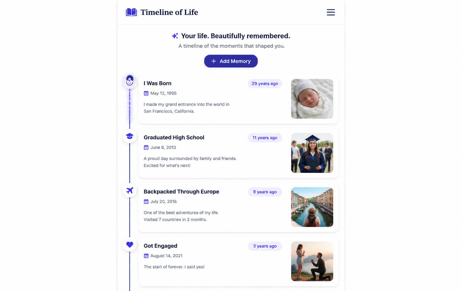 Timeline of Life — my Legacy Hub